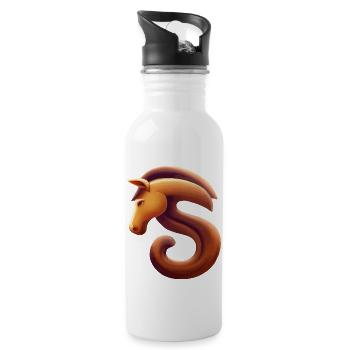 Buchstabe S mit Pferd - Trinkflasche mit integriertem Trinkhalm - Weiß - Rechts