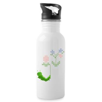 Chenille de broderie - Gourde avec paille intégrée - blanc - Droite