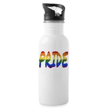Lettrage LGBT+ Pride - Gourde avec paille intégrée - blanc - Droite