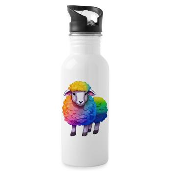 Sheep in Rainbow Coat-LGBT Pride - Water bottle with straw - white - Right