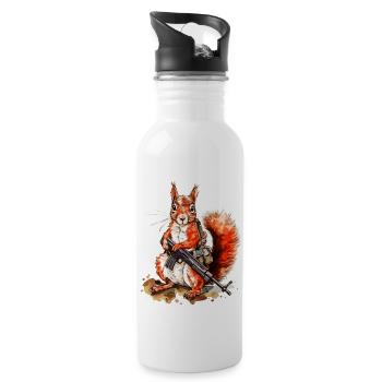 Eichhörnchen ist entschlossen und schwer bewaffnet - Trinkflasche mit integriertem Trinkhalm - Weiß - Rechts