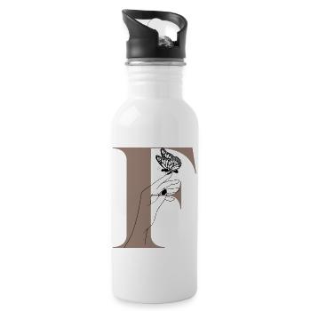 letter f magic butterfly - Water bottle with straw - white - Right