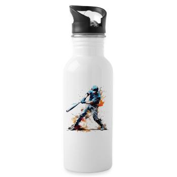 Baseball Baseball Player Home Run Bats Splash - Water bottle with straw - white - Right