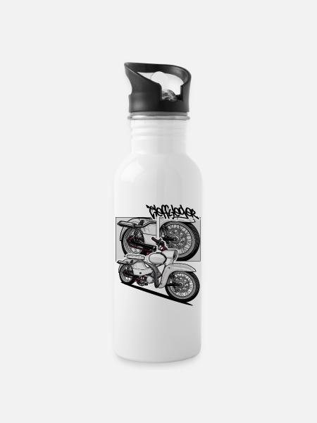 Star (weiß) // Illustration - Trinkflasche mit integriertem Trinkhalm - Weiß