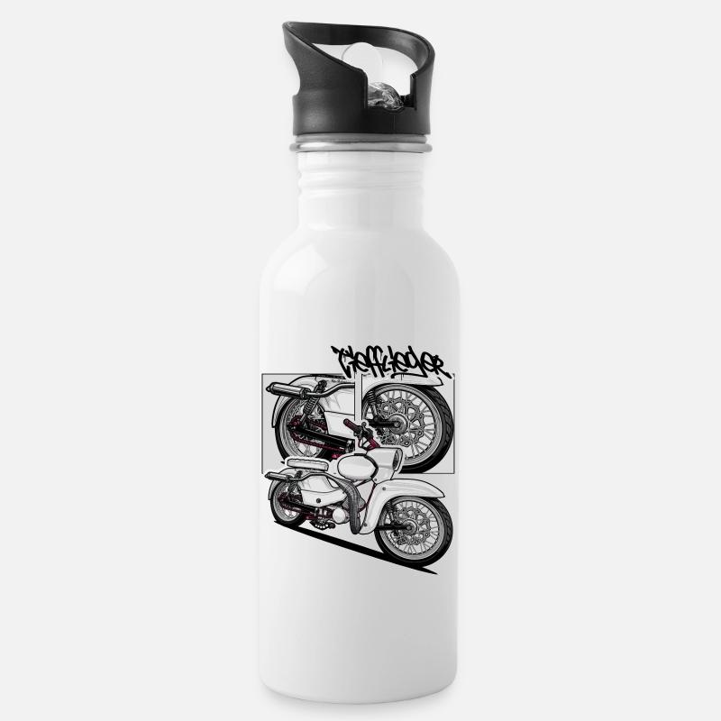 Star (weiß) // Illustration - Trinkflasche mit integriertem Trinkhalm - Weiß
