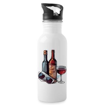 Weinflaschen und Gläser - Trinkflasche mit integriertem Trinkhalm - Weiß - Rechts