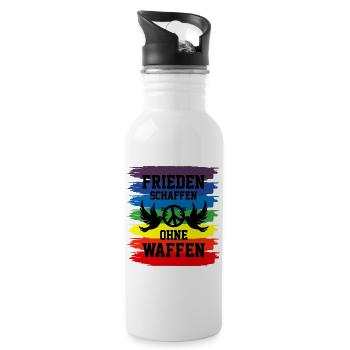 Frieden schaffen - Trinkflasche mit integriertem Trinkhalm - Weiß - Rechts