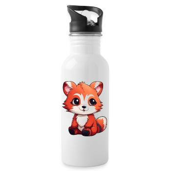 Red Panda Little Panda - Water bottle with straw - white - Right