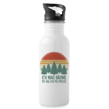 Wandern Wald - Trinkflasche mit integriertem Trinkhalm - Weiß - Rechts