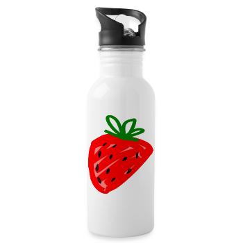 strawberry - Water bottle with straw - white - Right