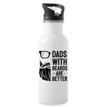 Dads with Beards Are Better - Water bottle with straw - white - Right