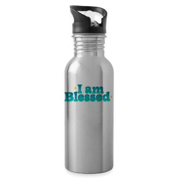 Positive Self Love Affirmations - Water bottle with straw - silver - Right