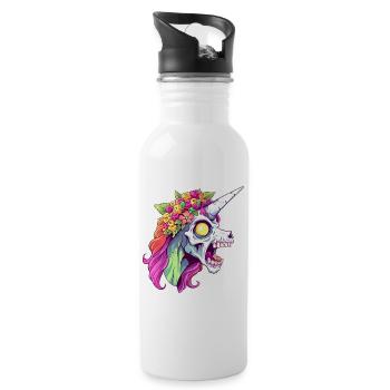 Zombicorn Zombie Unicorn Halloween - Trinkflasche mit integriertem Trinkhalm - Weiß - Rechts