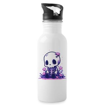 Squelette mignon d’Halloween - Design effrayant mignon - Gourde avec paille intégrée - blanc - Droite