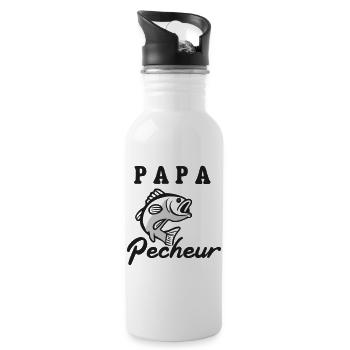 Papa Pêcheur : Cadeau Parfait ! - Gourde avec paille intégrée - blanc - Droite