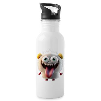 Happy Halloween cute monster tongue out scary fun - Water bottle with straw - white - Right