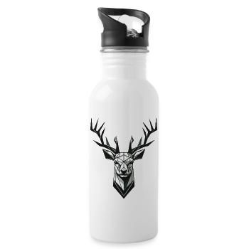 Geometric deer with antlers - Water bottle with straw - white - Right