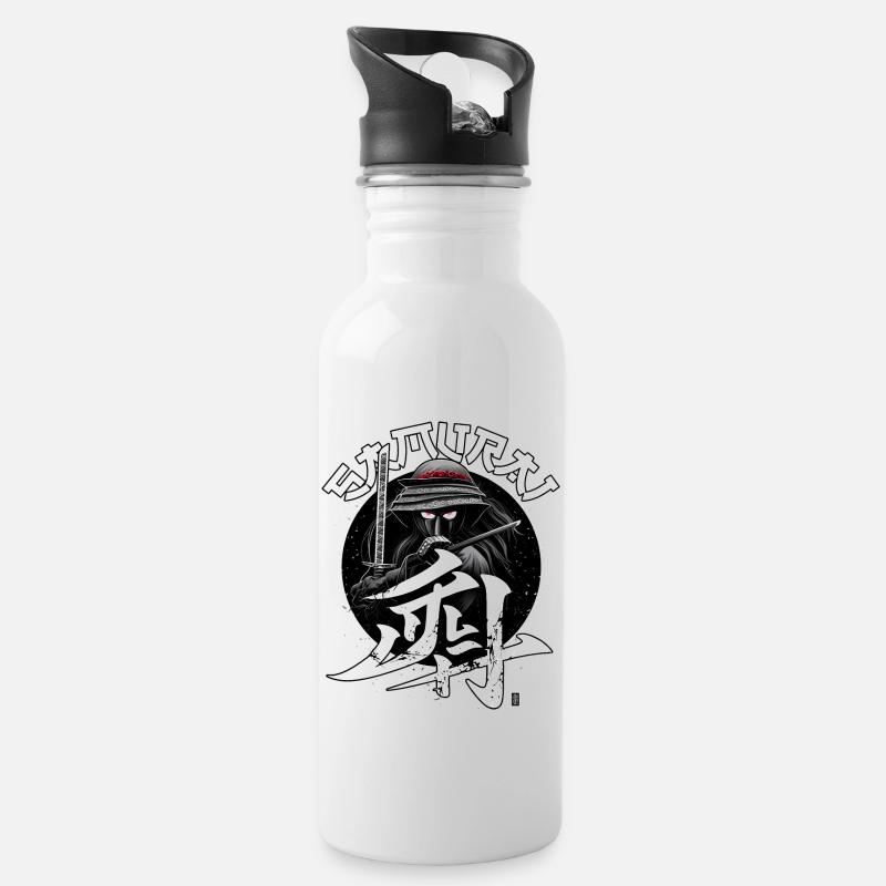 Samurai - Water bottle with straw - white
