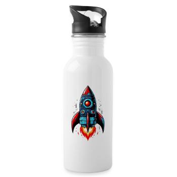 Rocket Man en tant que vainqueur du décollage - Gourde avec paille intégrée - blanc - Droite