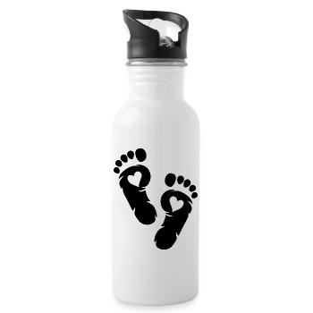 Lovely baby foot print - Water bottle with straw - white - Right