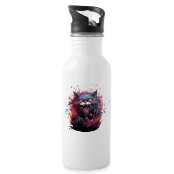 Evil kitty colorful - Water bottle with straw - white - Right