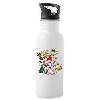 Christmas Again Cat Catmas Funny Ugly - Water bottle with straw - white - Right