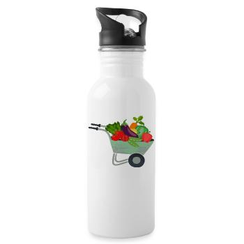 Gemüsewagen - Trinkflasche mit integriertem Trinkhalm - Weiß - Rechts