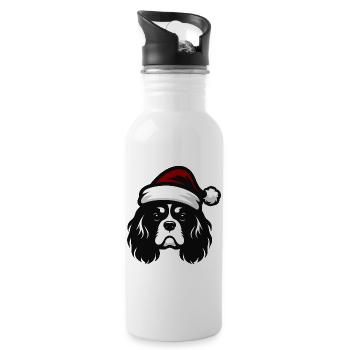 Cavalier King Weihnachtsmütze | Winter-Outfit - Trinkflasche mit integriertem Trinkhalm - Weiß - Rechts