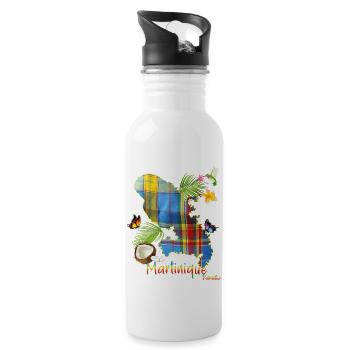Martinique Madras Tropical Colibri - Gourde avec paille intégrée - blanc - Droite