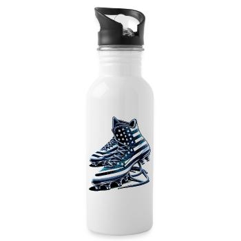 American football cleats studs USA flag street art - Trinkflasche mit integriertem Trinkhalm - Weiß - Rechts
