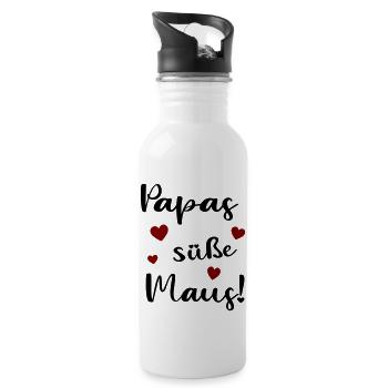 Papas süße Maus - Trinkflasche mit integriertem Trinkhalm - Weiß - Rechts