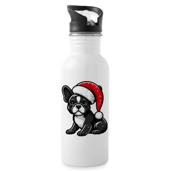 French Bulldog Merry Christmas - Water bottle with straw - white - Right