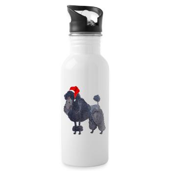 Pudel Weihnachten - Trinkflasche mit integriertem Trinkhalm - Weiß - Rechts