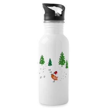 Winter Forest Christmas - Water bottle with straw - white - Right