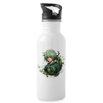 Manga Design - Trinkflasche mit integriertem Trinkhalm - Weiß - Rechts