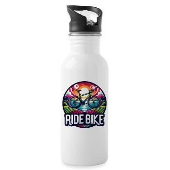 Ride Bike - Montez sur le vélo, cycliste. - Gourde avec paille intégrée - blanc - Droite