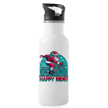Happy Ride Chrsitmas St. Nicholas on the road bike - Water bottle with straw - white - Right