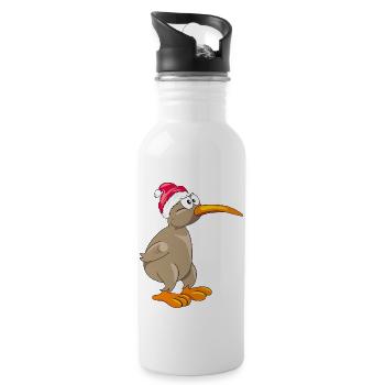 Kiwi-Vogel mit Weihnachtsmütze - Trinkflasche mit integriertem Trinkhalm - Weiß - Rechts