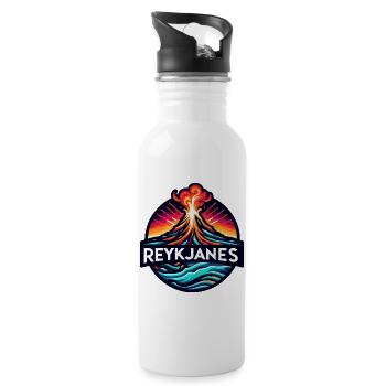 Reykjanes Volcano, Reykjanesskagi, volcano Iceland - Water bottle with straw - white - Right