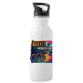 Vivid Gravel Bike Wonderland Bike Art - Water bottle with straw - white - Right