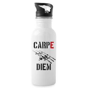 Low Carpe Diem Carphunters Karpfen Karpfenangler - Trinkflasche mit integriertem Trinkhalm - Weiß - Rechts