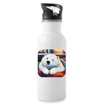 Ours polaire câlin mignon - Gourde avec paille intégrée - blanc - Droite