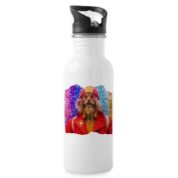 Trendy colorful man - Water bottle with straw - white - Right