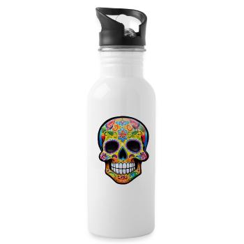 Dia de los Muertos Skull - Water bottle with straw - white - Right