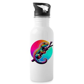 Gecko - Trinkflasche mit integriertem Trinkhalm - Weiß - Rechts