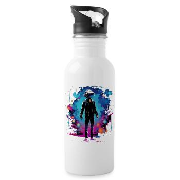 Virtual Reality Explorer: Futuristisches Artwork - Trinkflasche mit integriertem Trinkhalm - Weiß - Rechts