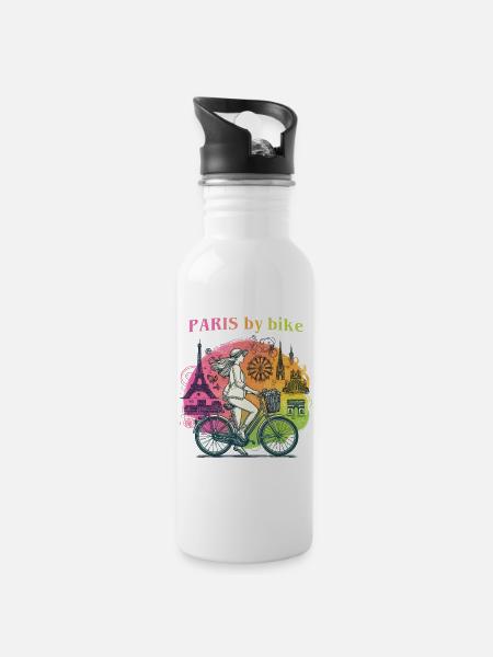 Paris à vélo Rainbow City Ride - Gourde avec paille intégrée - blanc