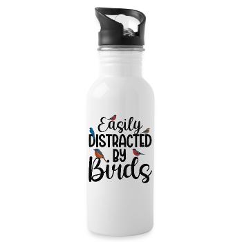 Easily Distracted by Birds - Water bottle with straw - white - Right