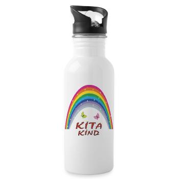 Kindergarten Rainbow Butterflies - Water bottle with straw - white - Right