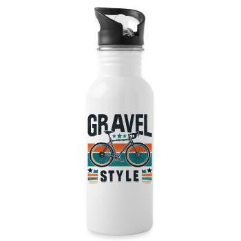 Rustic Bicycle Adventure Gravel Bike Style - Water bottle with straw - white - Right